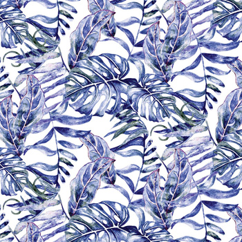 MINI LEAVES PAT. 3 (TROPICAL NATURE) (Very Peri) - Viscose jersey