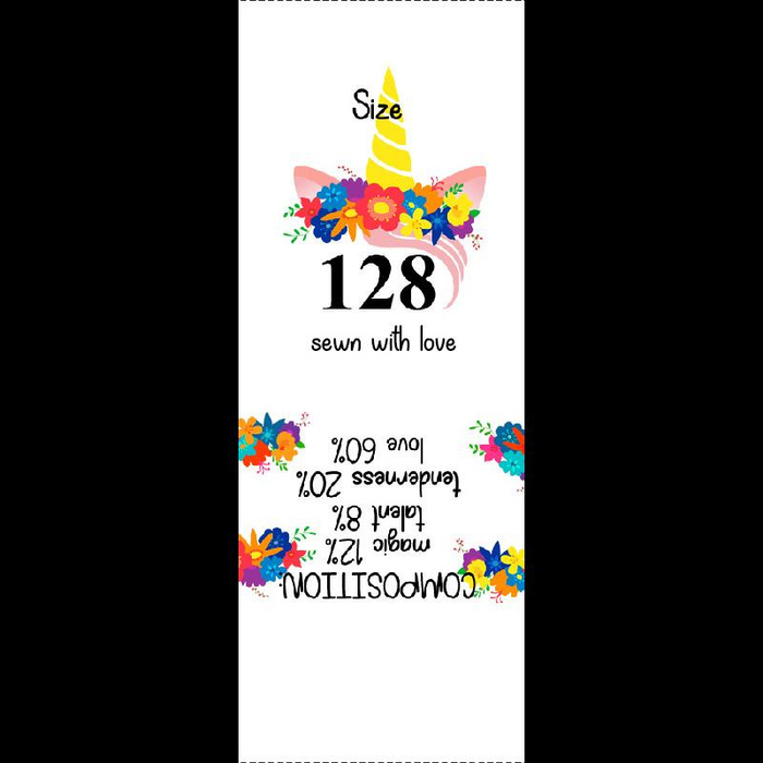 Mädchen Textillabel "EINHORN / Kranz" EN - Größe 152 - 9 Stck Set