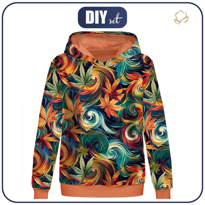 BLUZA DAMSKA "POLA" (XXXL) CLASSIC Z KAPTUREM - Hemp leaves WZ. 1 - zestaw do uszycia 