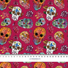 TOTENKÖPFE Ms. 3 / fuchsie (DIA DE LOS MUERTOS) - schnelltrocknende Webware