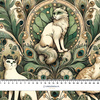 ART NOUVEAU CATS & FLOWERS VZ. 1 - tkanina bawełniana