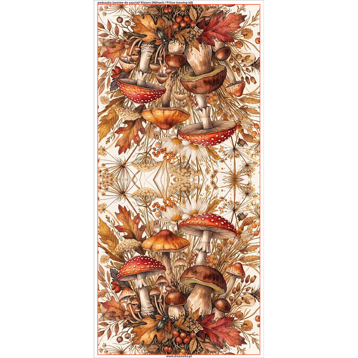 PILLOW 45X45 - FOREST MUSHROOMS - front + back