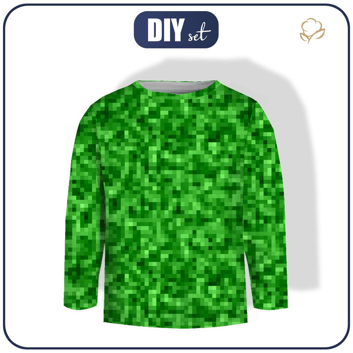 Longsleeve - PIXELS pat. 2 / green - single jersey (122/128)