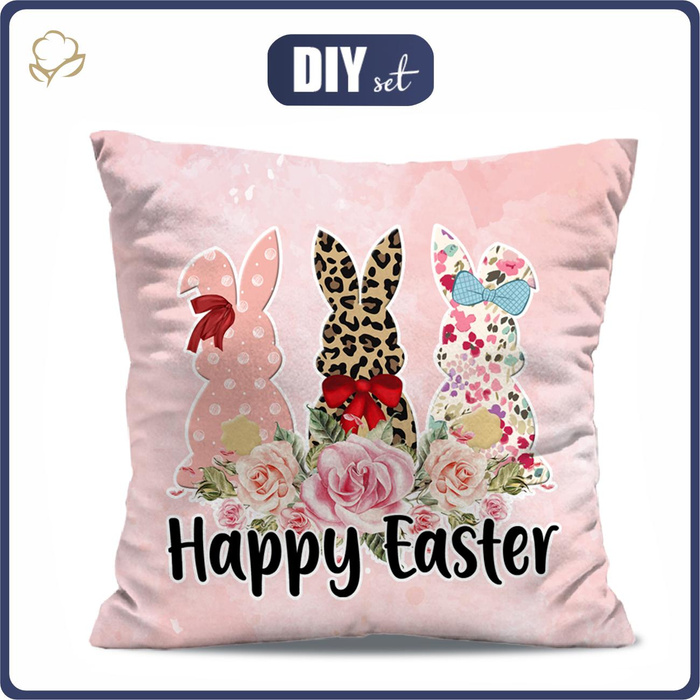 PODUSZKA 45X45 - HAPPY EASTER WZ. 2 - welur tapicerski - panel przód + tył