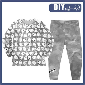 CHILDREN'S PAJAMAS " MIKI" - GHOSTS  / CAMOUFLAGE pat. 2 (grey) - sewing set