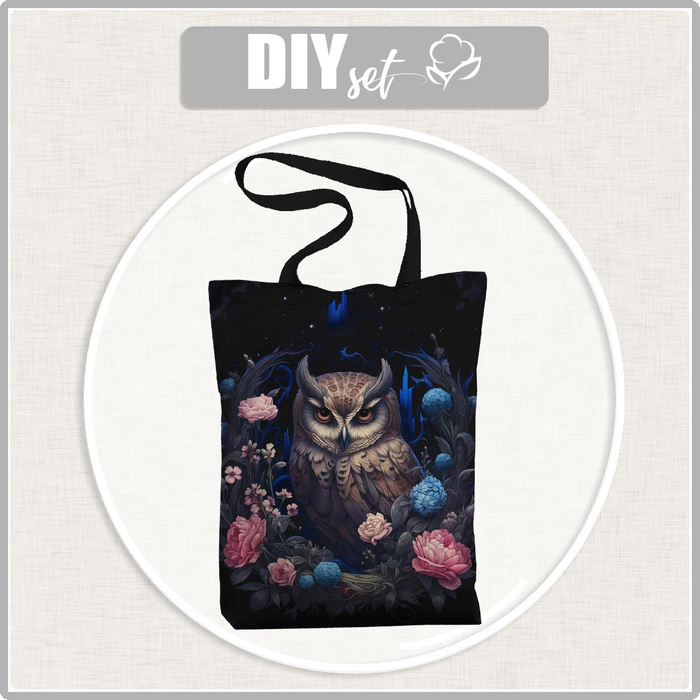 SHOPPER BAG - GOTHIC OWL - Waterproof woven fabric - sewing set