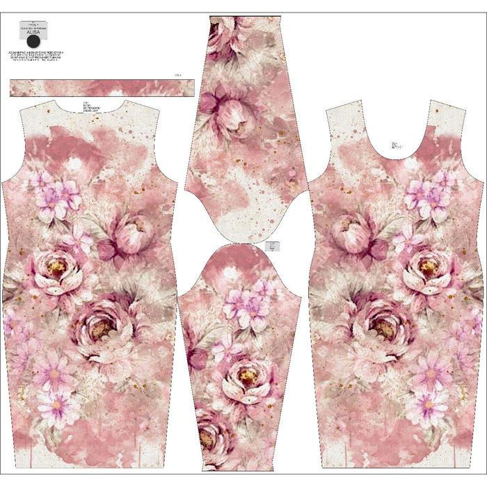 SUKIENKA OŁÓWKOWA (ALISA) - WATERCOLOR FLOWERS wz. 6 - zestaw do uszycia XL