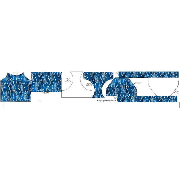 Strój kąpielowy dla dziewczynki - BIAŁE PIÓRKA I KORALIKI (CLASSIC BLUE) - 122-128