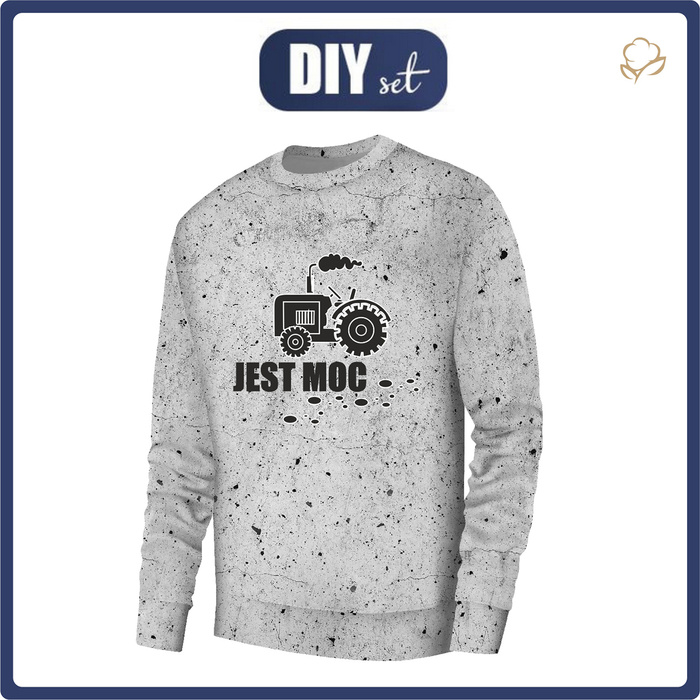 PÁNSKÁ MIKINA (OREGON) BASIC - JEST MOC / BETON - teplákovina XL