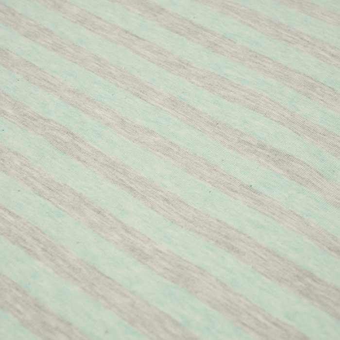 Sommersweat mit elastan - STREIFEN 1x1 / melange minze - melange hellgrau 