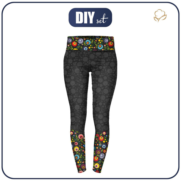 WOMEN'S THERMO LEGGINGS (GRETA) - LOWICZ FOLKLORE / black - sewing set M