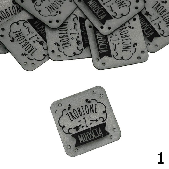 Metka ''ZROBIONE Z MIŁOŚCIĄ'' 3x3cm - kolory do wyboru