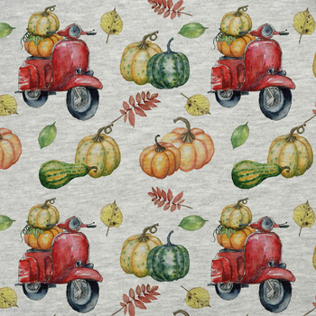 KÜRBISSE AUF DEM SCOOTER (Blätter) (KÜRBISGARTEN) / melange hellgrau