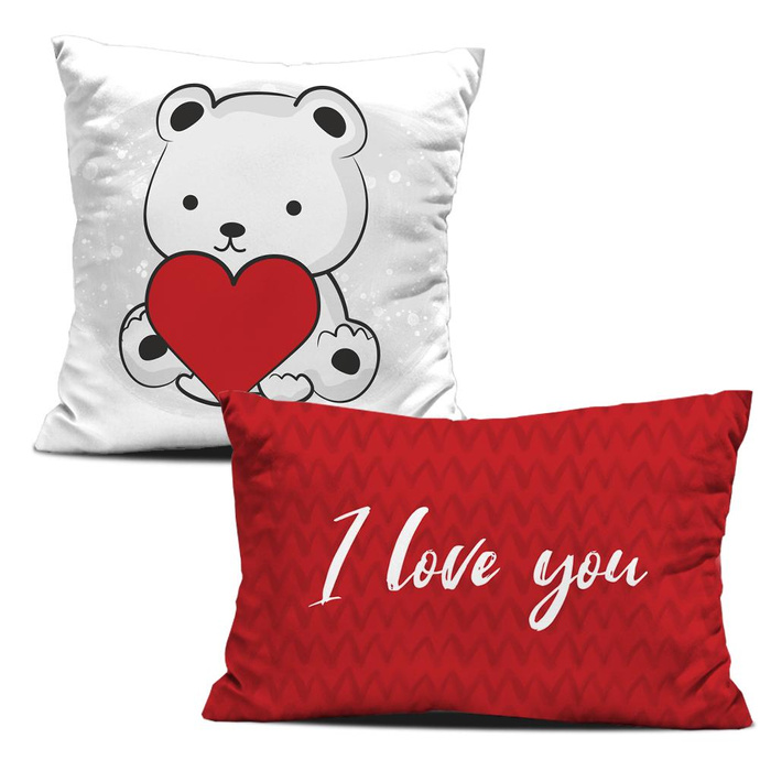 DEKO-KOPFKISSEN - I LOVE YOU / teddybär