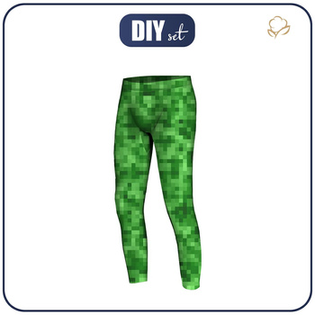 THERMO LEGGINSY CHŁOPIĘCE (HUGO) - PIKSELE WZ. 2 / zielony - zestaw do uszycia 140