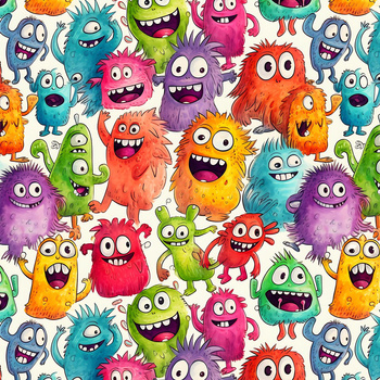 FUNNY MONSTERS PAT. 3 - Cotton muslin