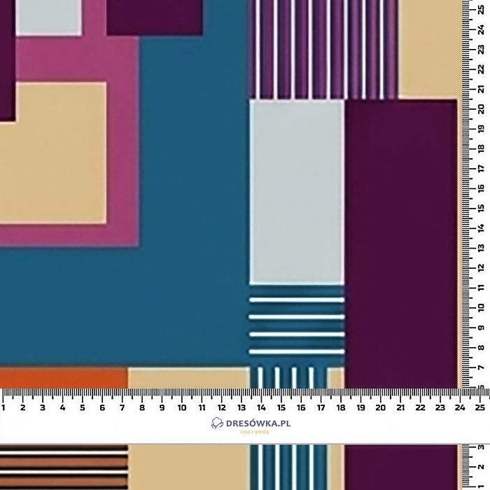 RETRO GEOMETRIC WZ. 1 - Hydrofobowa dzianina drapana 
