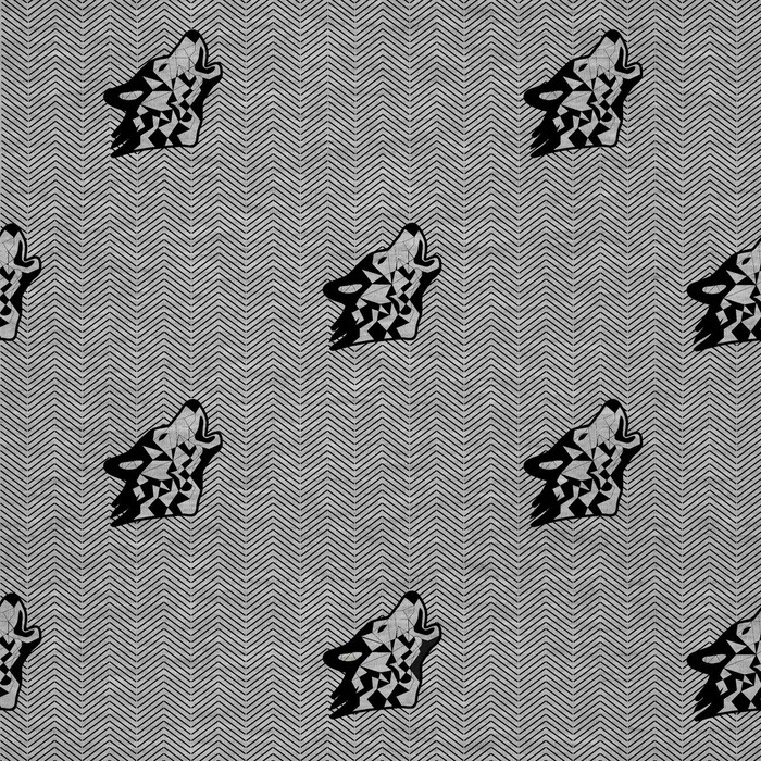 WOLF / NACHT RUF / grau - Baumwoll Webware