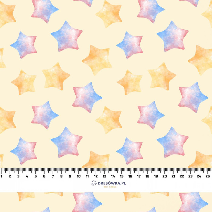 KOLOROWE GWIAZDKI (ŚWIĄTECZNE RENIFERY) - dzianina drapana z elastanem ITY