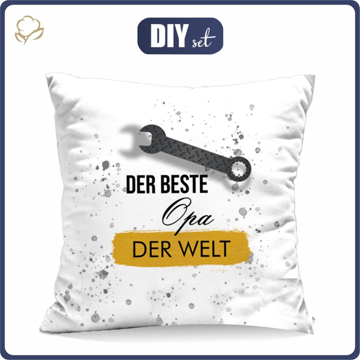 PILLOW 45X45 - DER BESTE OPA DER WELT / wrench - Cotton woven fabric - front + back