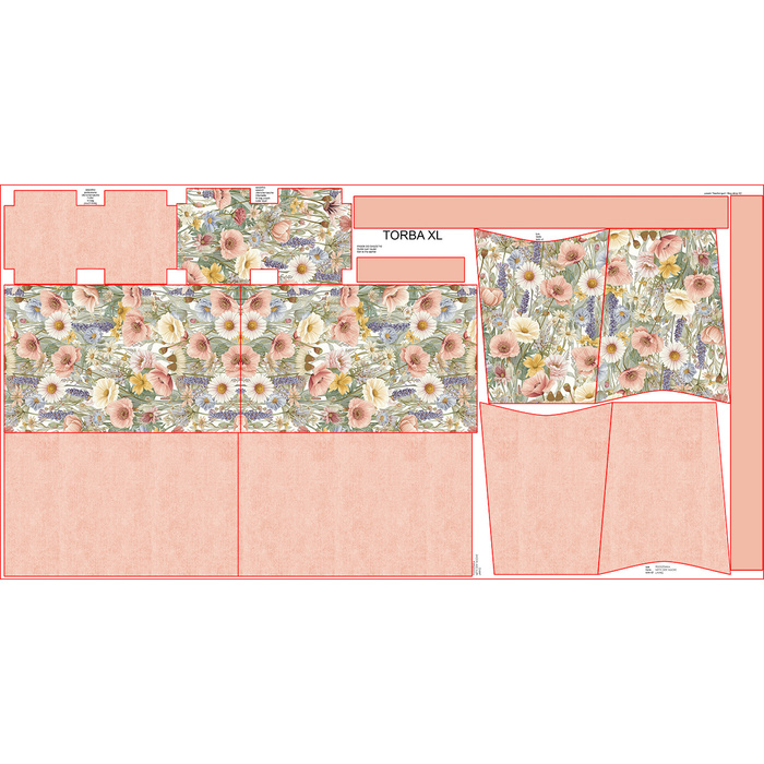 XL bag with in-bag pouch 2 in 1 - PASTEL FLOWERS WZ. 35 - sewing set