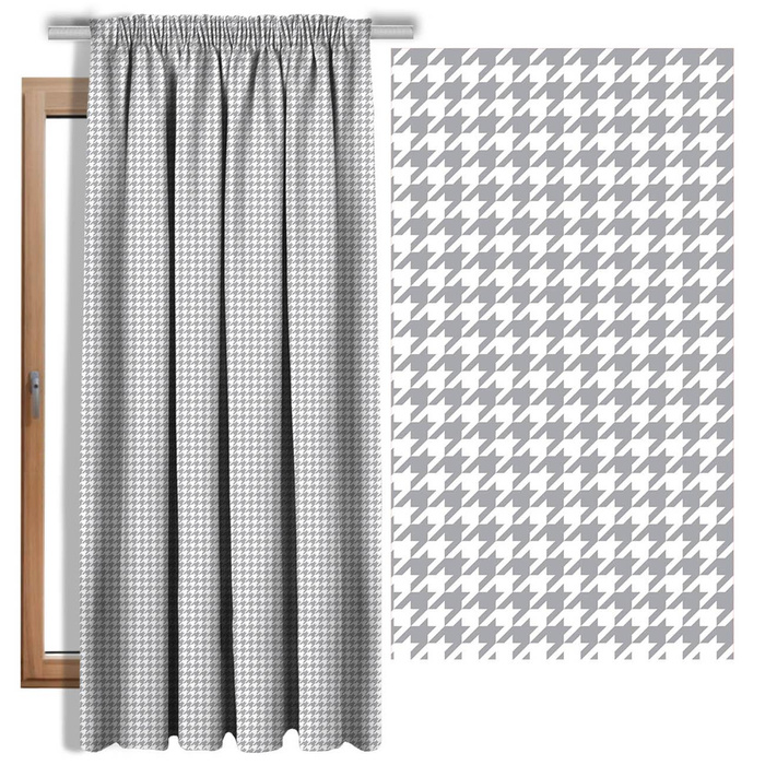 GREY HOUNDSTOOTH / WHITE - Cotton woven fabric
