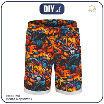 KID`S SHORTS (RIO) - STREET GRAFFITI WZ.1 - looped knit fabric (122/128)