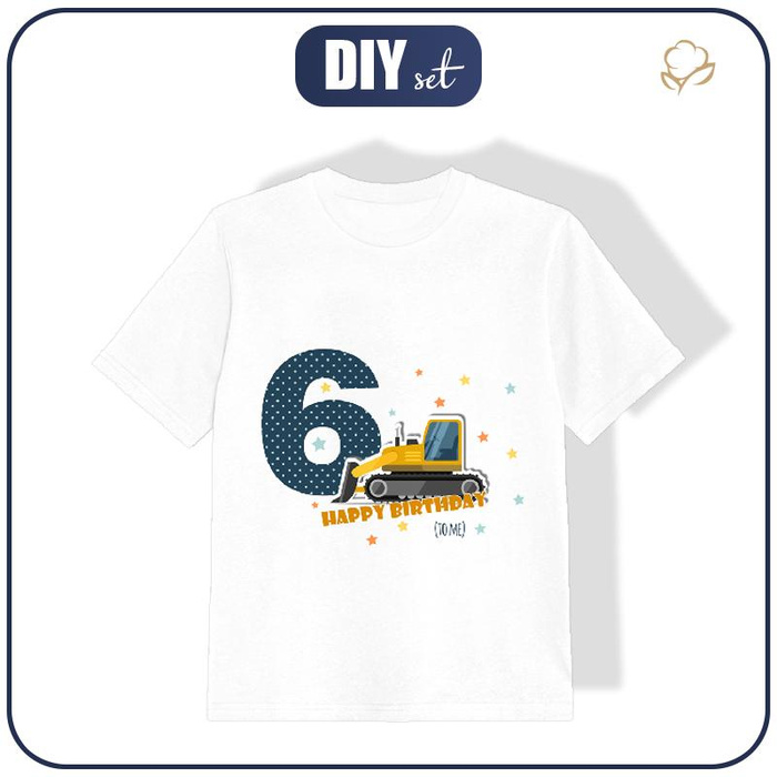 KID’S T-SHIRT - 6ST BIRTHDAY / BULLDOZER - single jersey (128/134)