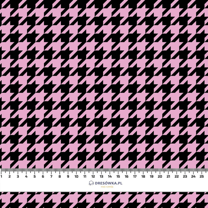 BLACK HOUNDSTOOTH / pink - Waterproof woven fabric