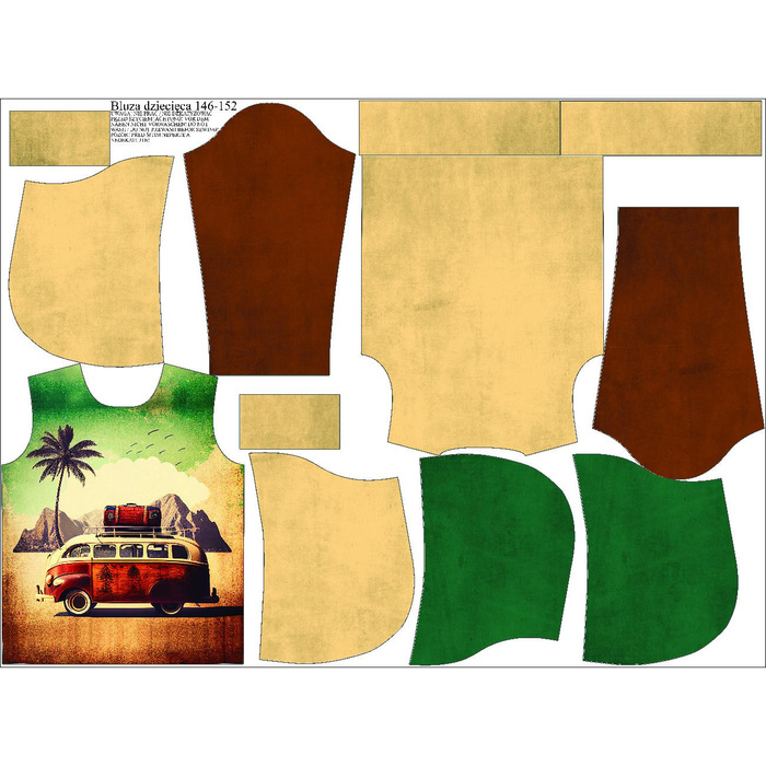 KID'S HOODIE (ALEX) - VINTAGE TRAVEL PAT. 2 - sewing set (134/140)