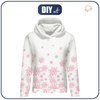 BLUZA DAMSKA (POLA) CLASSIC Z KAPTUREM - RÓŻOWE ŚNIEŻYNKI wz. 2 -  dzianina pętelkowa - XS