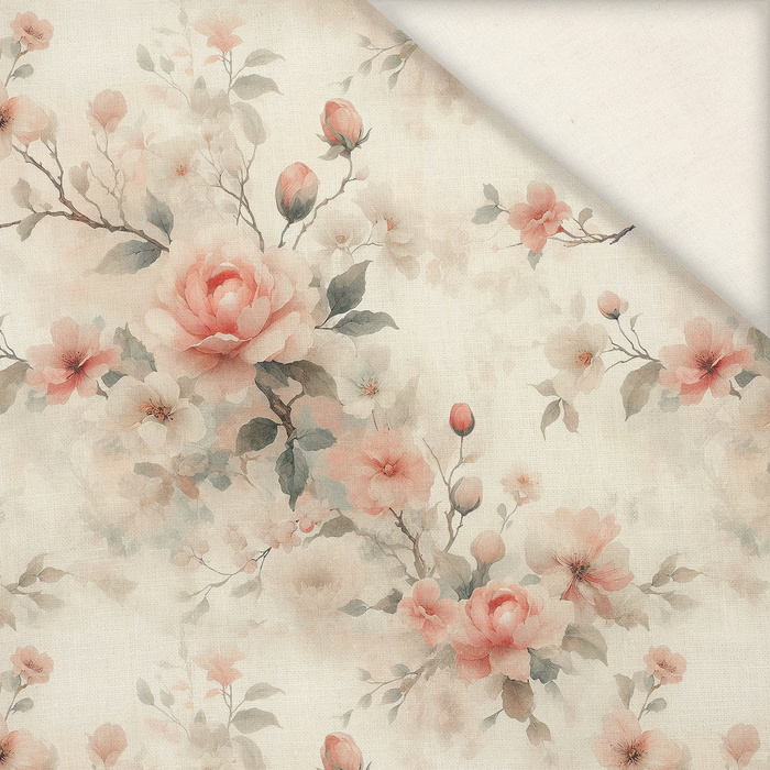 PASTEL FLOWERS WZ. 26 - Slub Weave