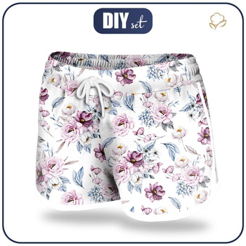 Damskie spodenki kąpielowe - AKWARELOWY BUKIET wz. 2 XL