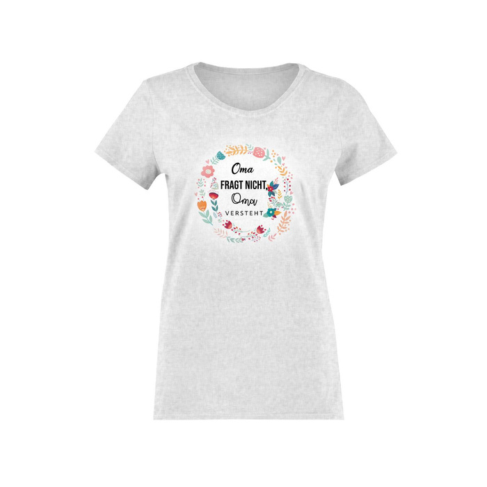 T-SHIRT DAMSKI - Oma fragt nicht, Oma versteht / folk - zestaw do uszycia