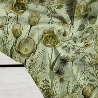 PASTEL FLOWERS WZ. 30 / lime cream - Krepp