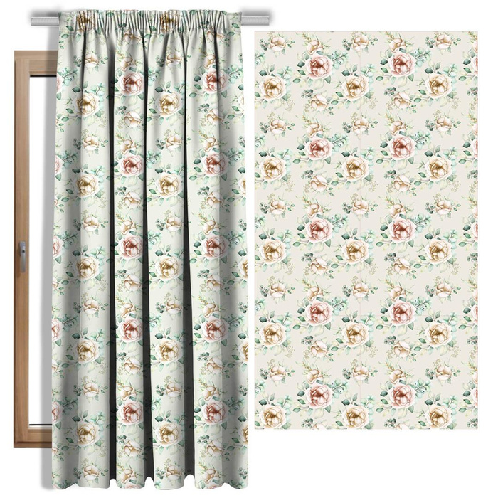 PEONIES pat. 2 - Cotton woven fabric