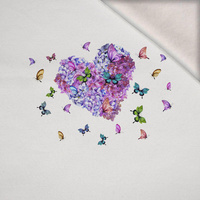 HEART / Flowers and butterflies - PANEL (75cm x 80cm) brushed knitwear with elastane ITY