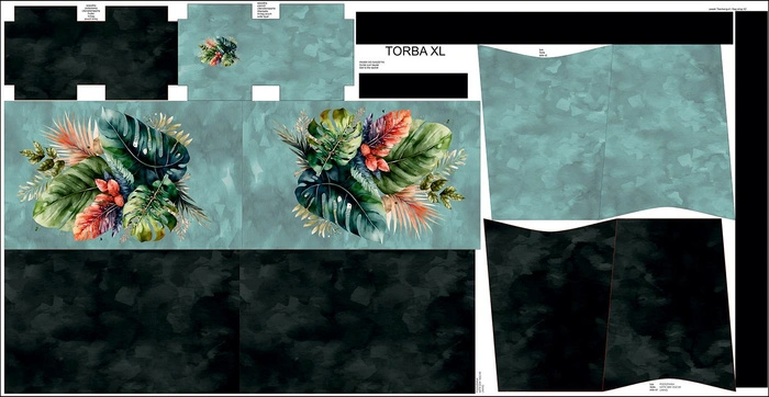 XL Tasche mit Utensilientasche 2 in 1 - TROPICAL BOUQUET M. 2 - Nähset