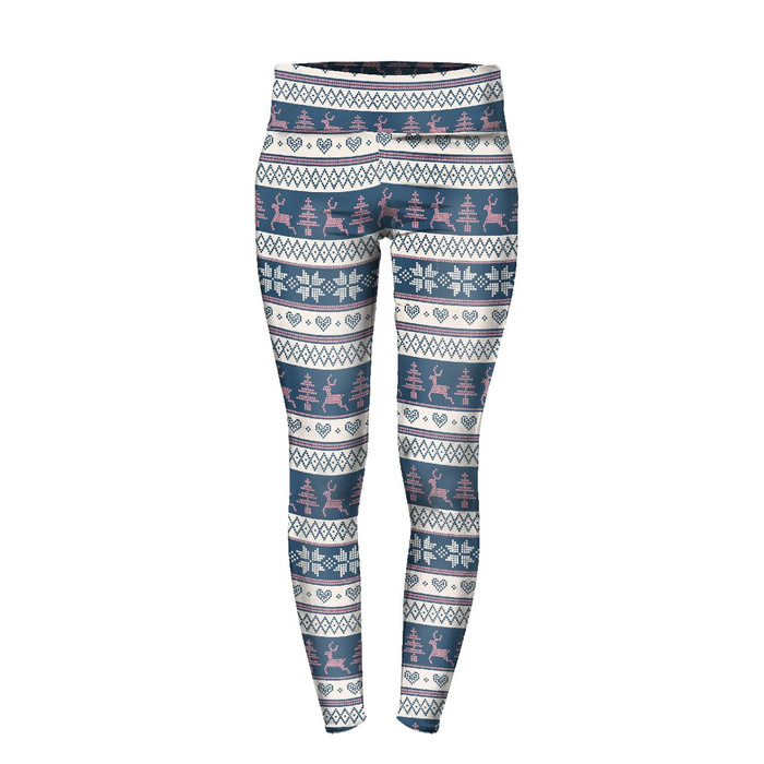DAMEN THERMO LEGGINGS (GRETA) - RENTIERE M.3 / dunkelblau (NORWEGISCHE MUSTER) - Nähset M