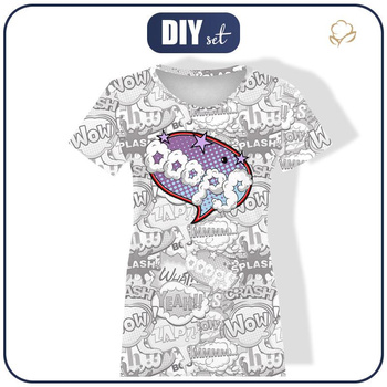 DAMEN T-SHIRT - COMICS / ooops (violet - rot) - Single Jersey