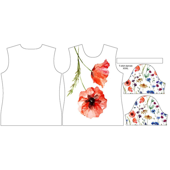T-SHIRT DAMSKI - POLNE KWIATY wz. 2 - single jersey XS