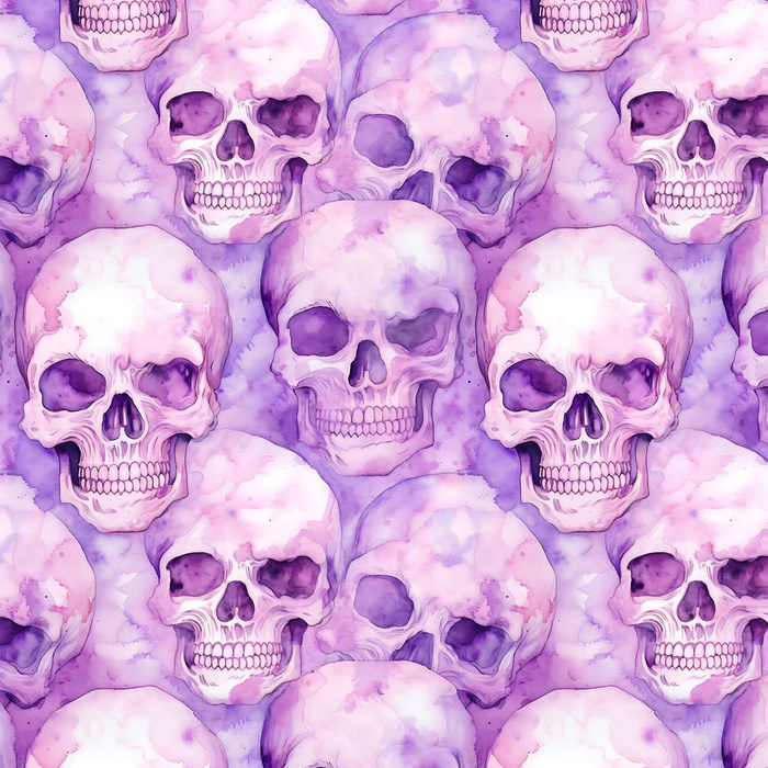 PASTEL SKULL - Muślin bawełniany