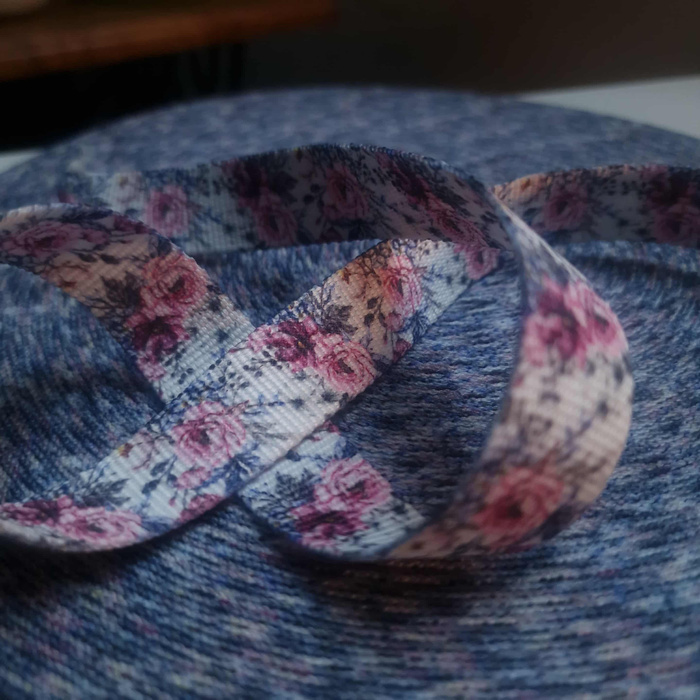 Webbing Tape with Print 25mm -   WATERCOLOR BOUQUET