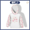 DZIECIĘCA BLUZA Z KAPTUREM (ALEX) - RÓŻOWE ŚNIEŻYNKI - dzianina pętelkowa (98/104)