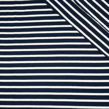 STRIPES DARK BLUE / WHITE 1,0cm x 0,5cm - Viscose jersey