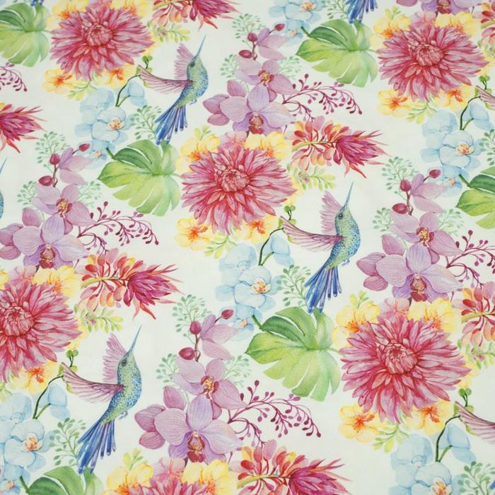 KOLIBRY I KWIATY - tkanina szybkoschnąca