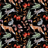 FOREST ANIMALS PAT. 2 / BLACK (COLORFUL AUTUMN)