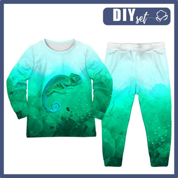 KINDERPYJAMAS "MIKI" - CHAMÄLEON - Elastische Baumwoll Maschenware (122/128)