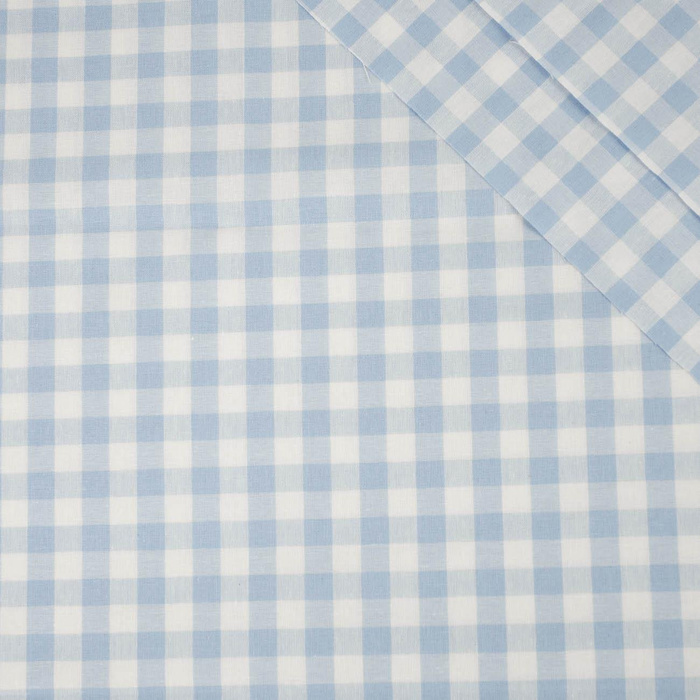 CHECKED / light blue - Cotton woven fabric