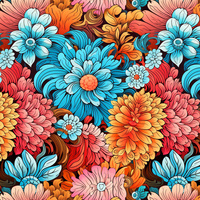 COLORFUL FLOWERS WZ. 2- Welur tapicerski